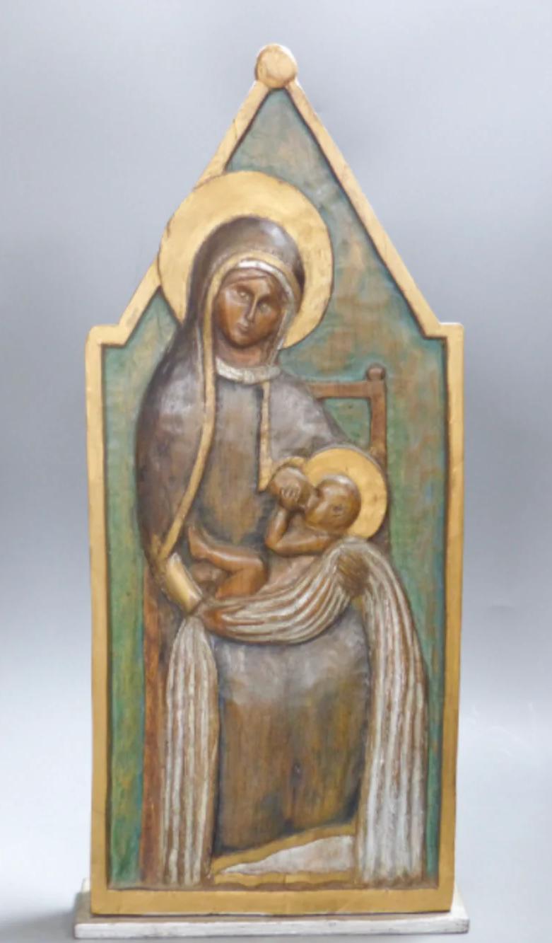 John Collier - Hand Carved Madonna & Child sculpture