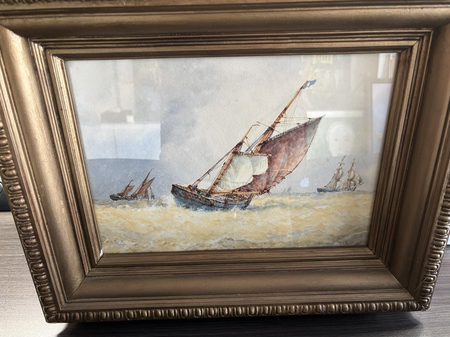 Frederick James Aldridge - Boats in choppy waters