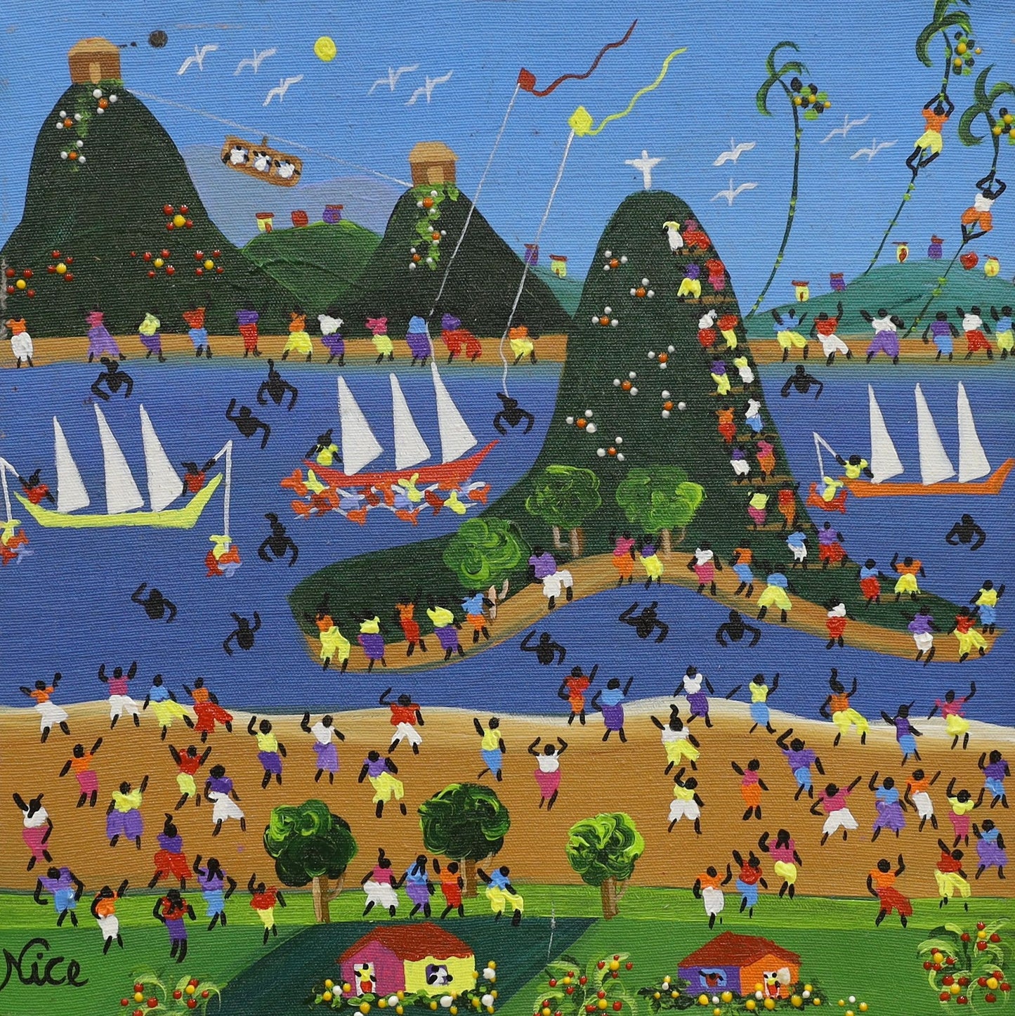 Set of four oils on canvas. Guaratiba and Santa Tereza, Rio de Janeiro, Brazil.