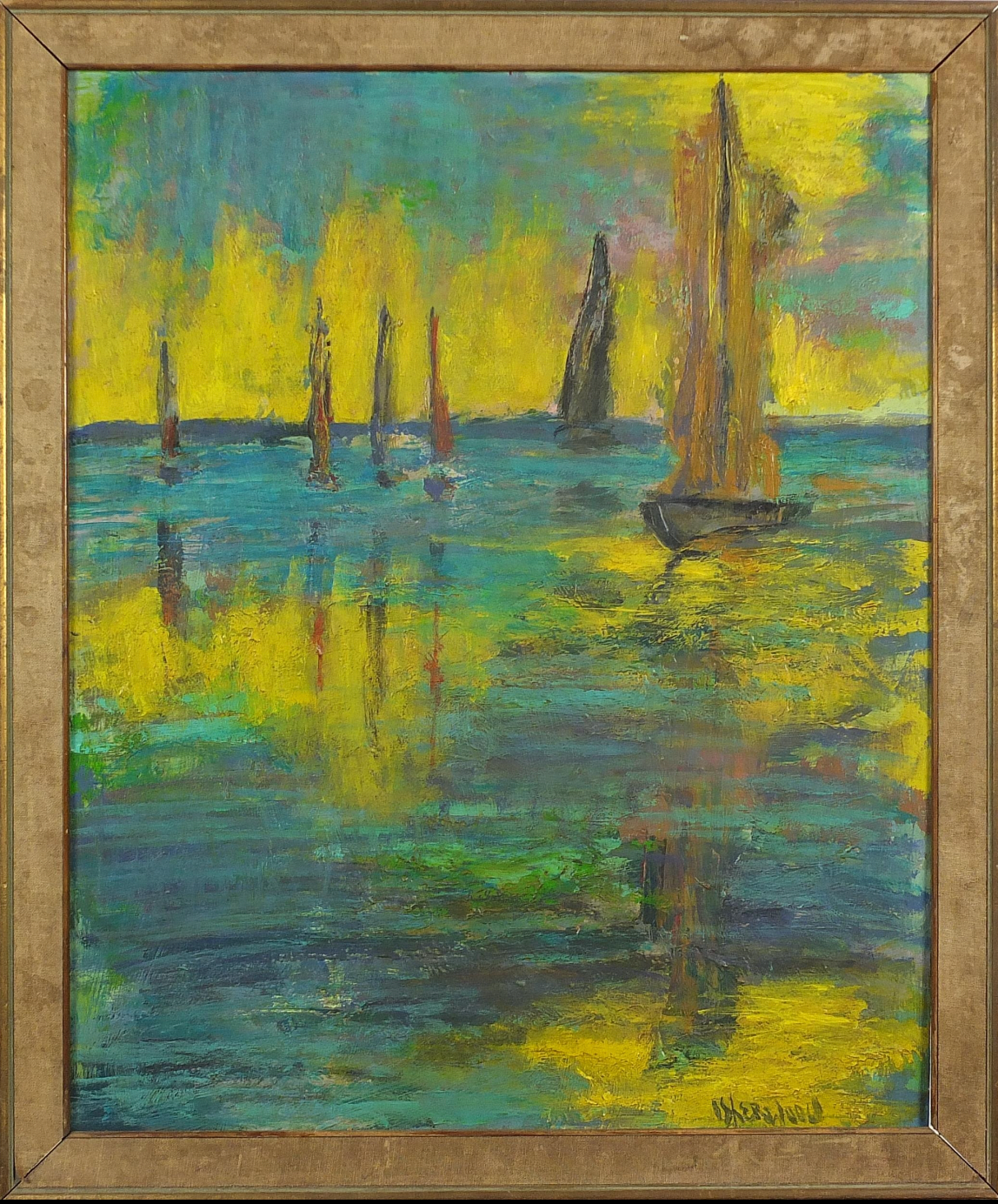 James Lawrence Isherwood - Boats on water at sunset