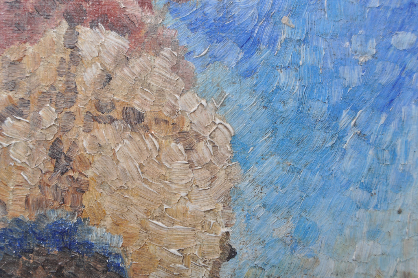 Pointillism style - Man ploughing a field