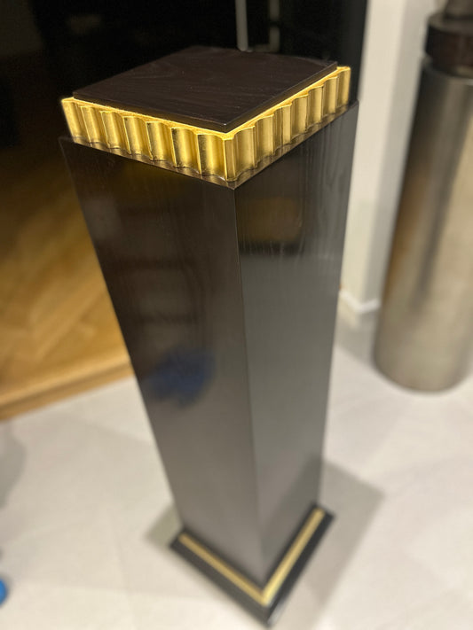 Two Contemporary dark stained ash and parcel gilt pedestals