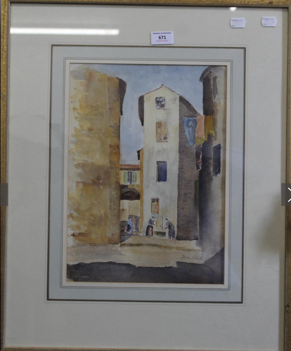 Original Watercolour - Continental Street Scene
