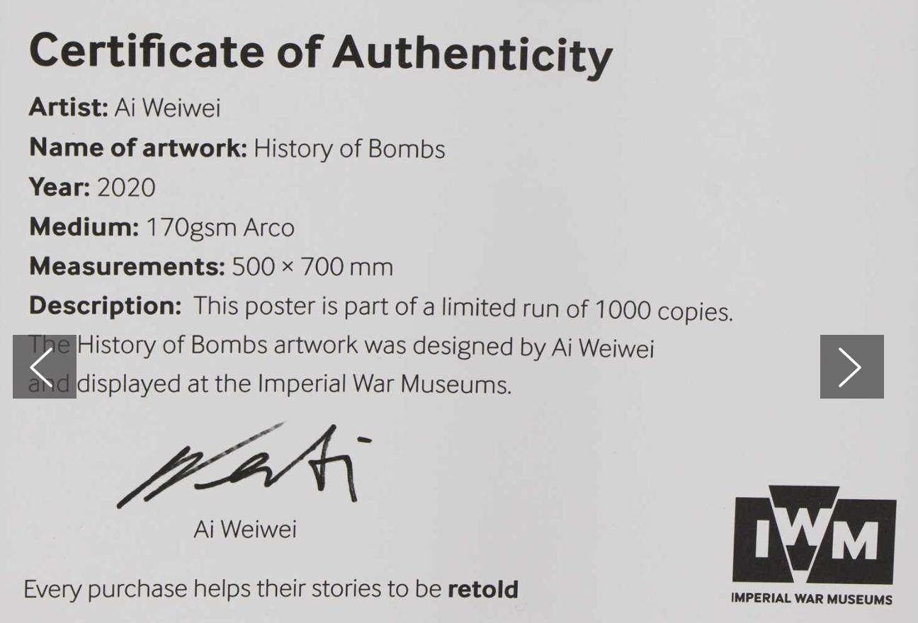 Ai WeiWei - History of Bombs - Limited edition poster