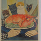 Beryl Cook OBE - Four Hungry Cats and a Lobster – Signed Limited Edition Stamped by the Fine Art Trade Guild