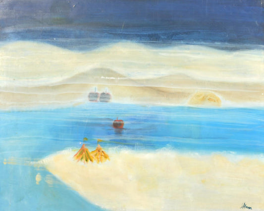 Bernard Stern - Camping Au Bord Du Lac - Oil on canvas