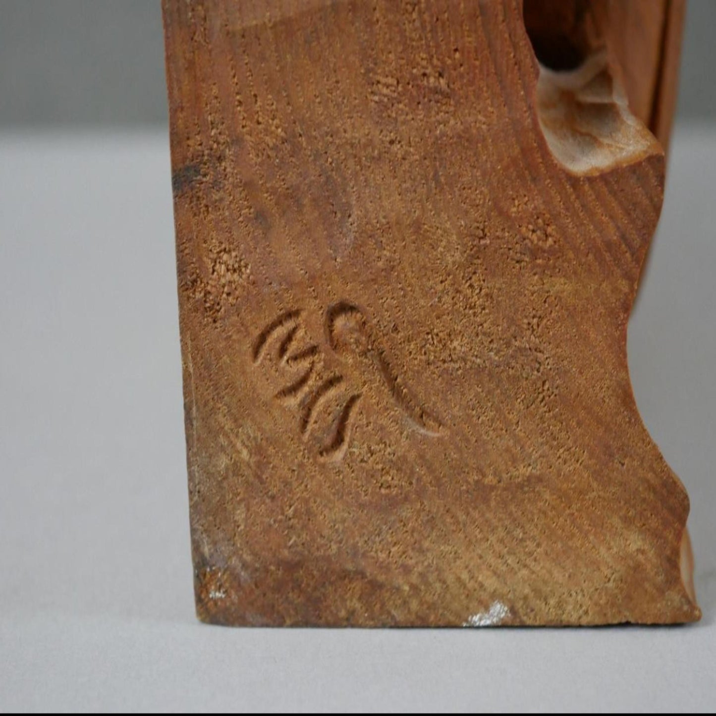 Man in a boat, vintage carved pine wood relief