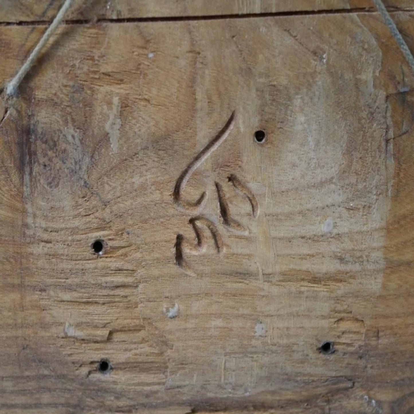Man in a boat, vintage carved pine wood relief