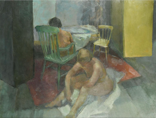 Three female figures in an interior