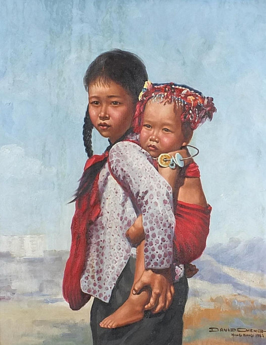David Cheng 1963 - Portrait of two Asian girls