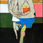 Pierre Courtens - Homme en pied sur fond rayé