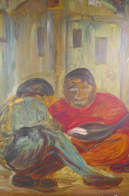 Two figures in a city scape