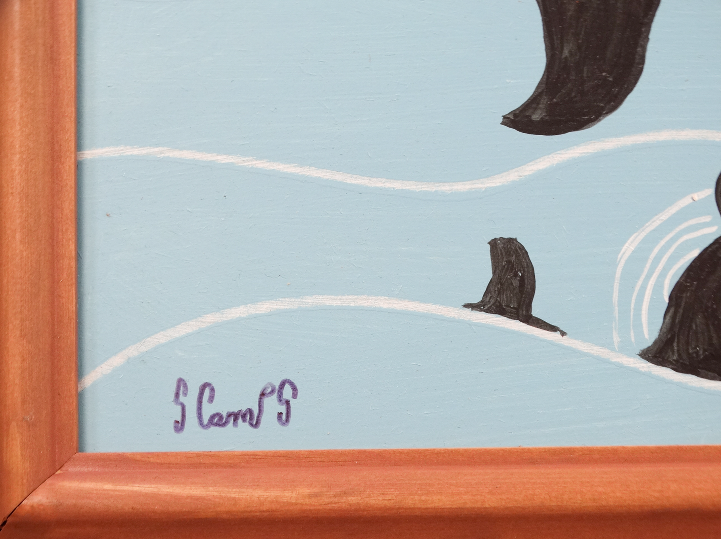 Steve Camps - Whale With A Friendly Seal Acrylic on board