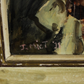A framed mixed media and collage portrait study