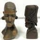 Carved wooden bust of a female with another