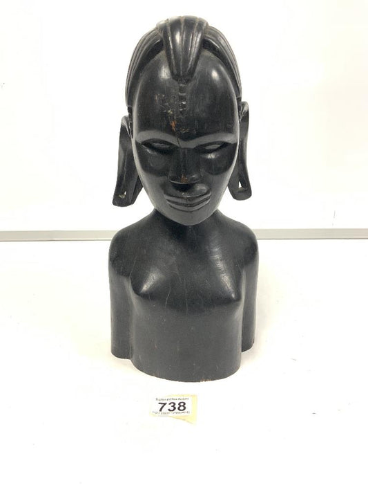 Ebonised bust of a female