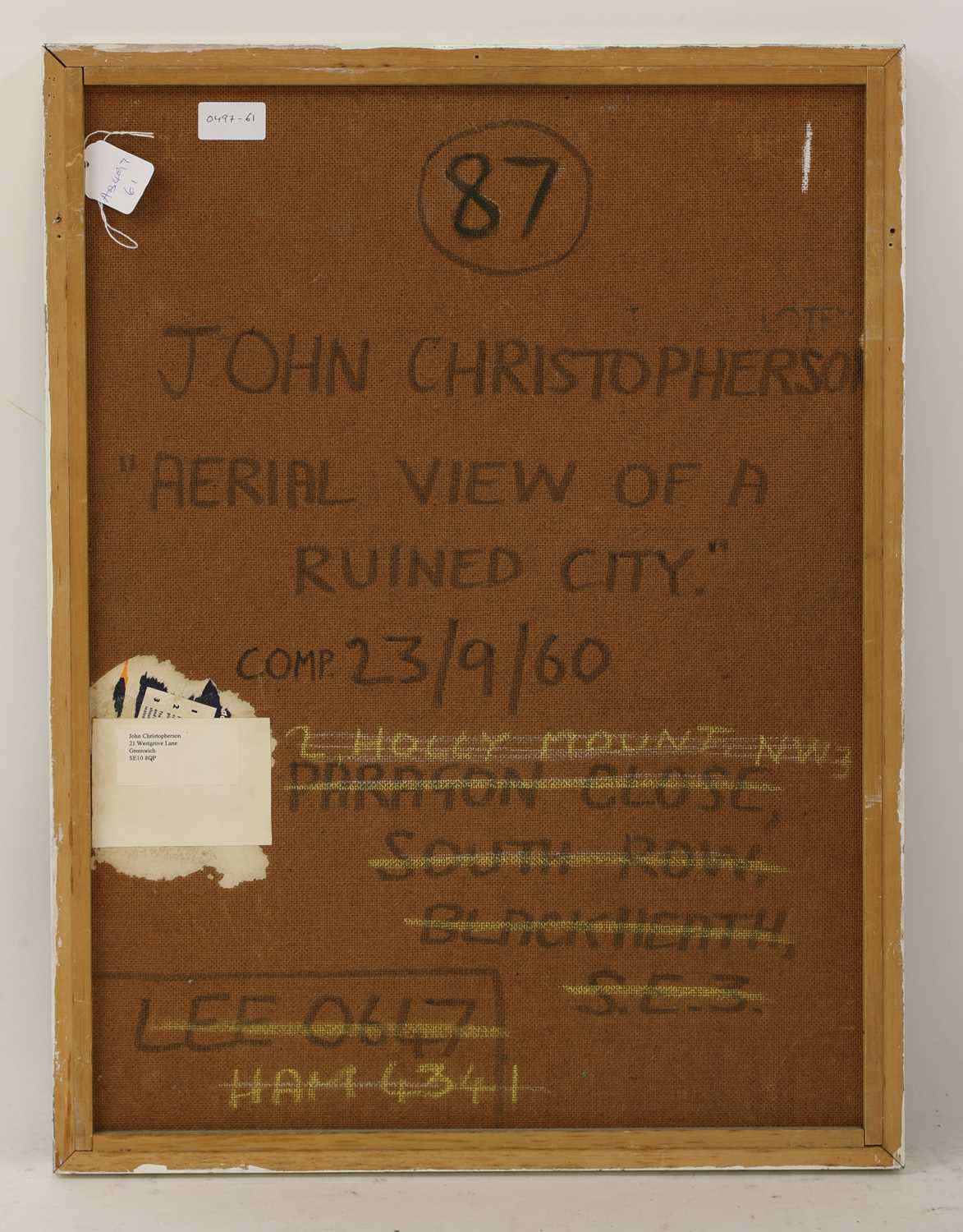 John Christopherson - Aerial view of a ruined city, 1960