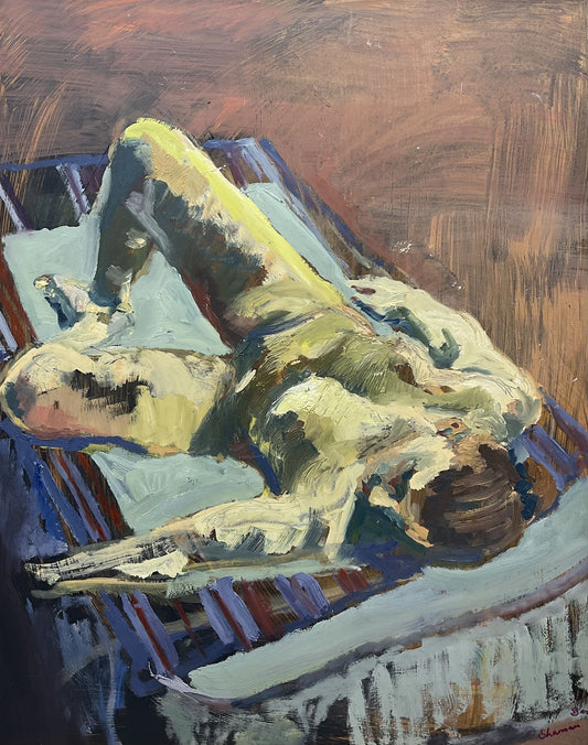 Sharman Green - Reclining Female Nude Sunbathing on Lounger