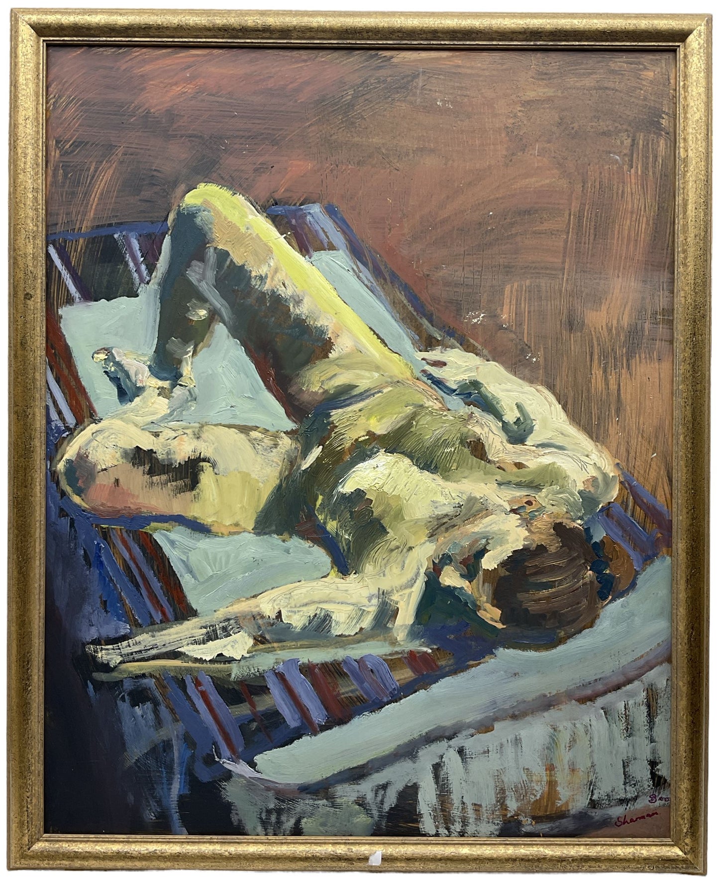 Sharman Green - Reclining Female Nude Sunbathing on Lounger