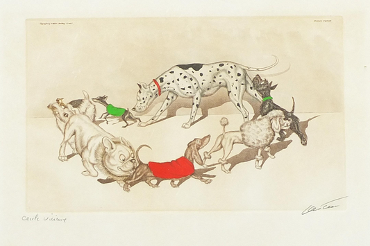 Boris O'Klein - Dog's scenting - Signed, framed and glazed.