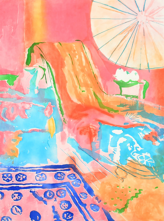 Andrea Tana - Study of a Chaise Longue with a Parasol & The companion piece