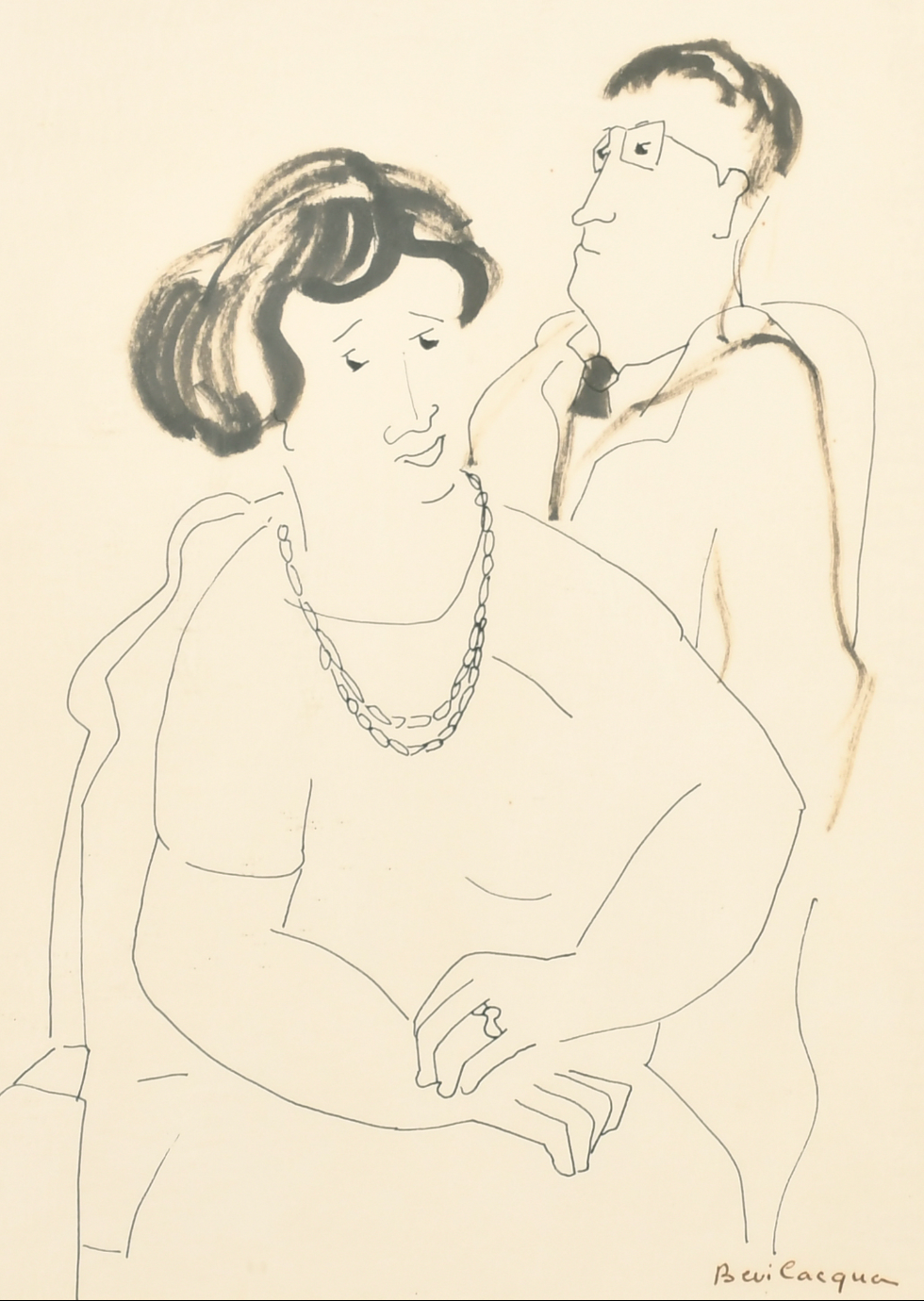Ernest Bevi L'Acqua - Study of Two Figures