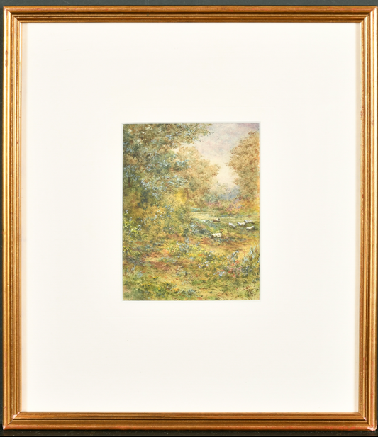 Charles March Gere - A pair of Wooded Landscape with Sheep - Signed watercolours